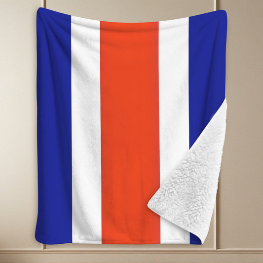 Costa Rica Flag Inspired Sherpa Fleece Blanket 90" x 108" | Prtinted in the USA