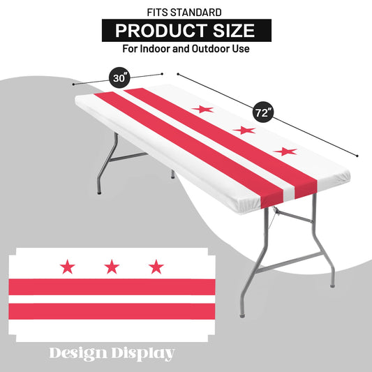 Washington D.C. Flag Inspired Custom Elastic Fitted Tablecloth 72x30 inch (Made in the USA)
