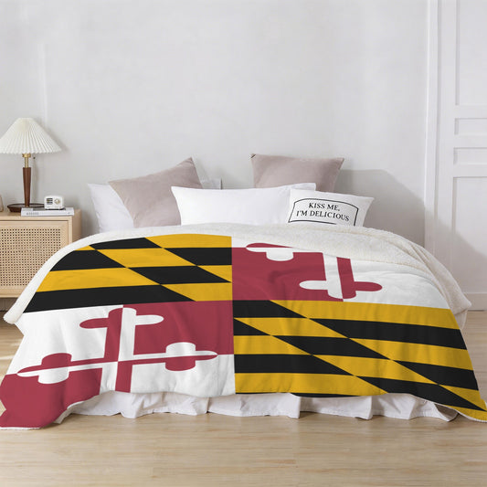 Maryland Flag Inspired Sherpa Fleece Blanket 90" x 108" | Prtinted in the USA
