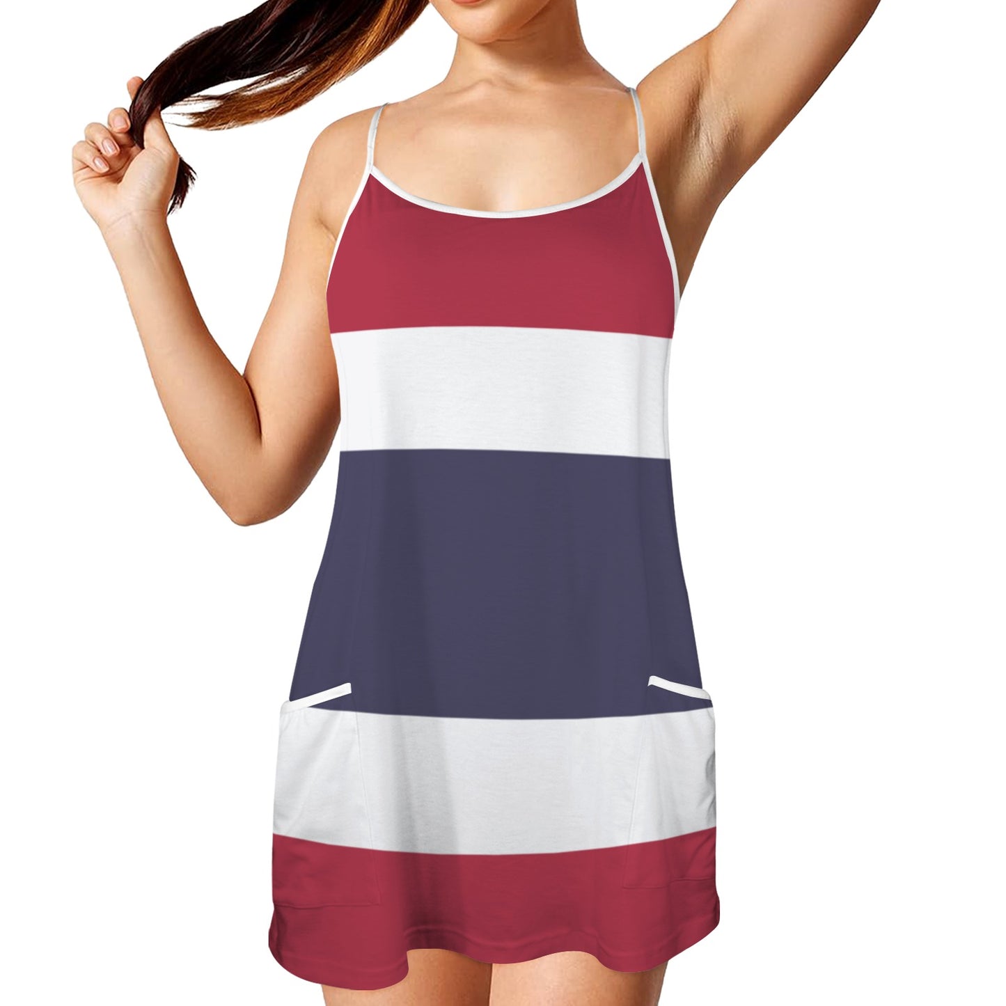 Thailand Flag Inspired Women's Double-Layered Camisole Dress