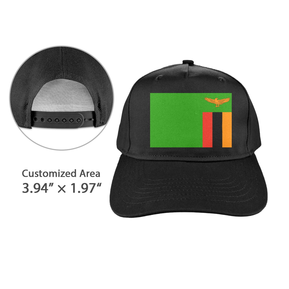 Zambia Flag Inspired Baseball Cap | Printed in the  USA
