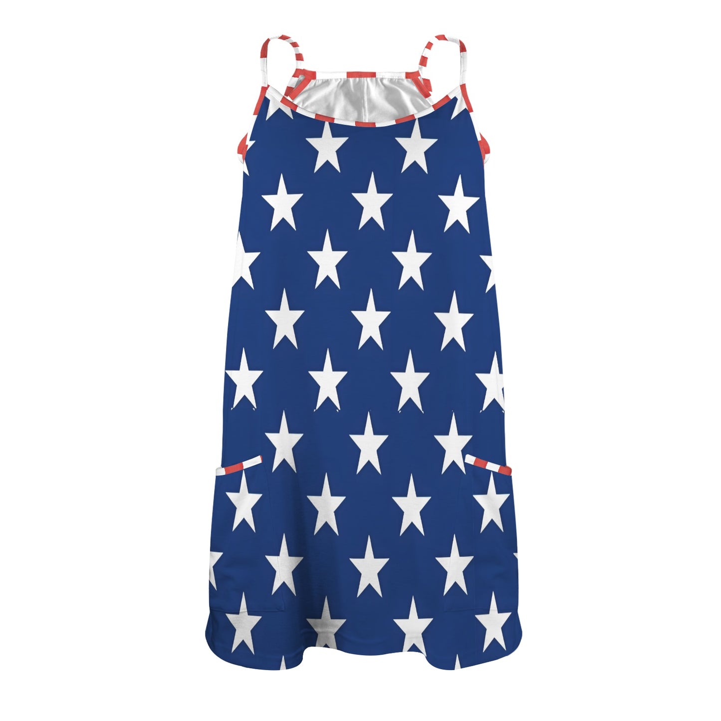 USA/American Flag Inspired Style-2 Women's Double-Layered Camisole Dress