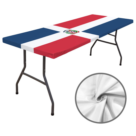 Dominican Republic Flag Inspired Custom Elastic Fitted Tablecloth 72x30 inch (Made in the USA)
