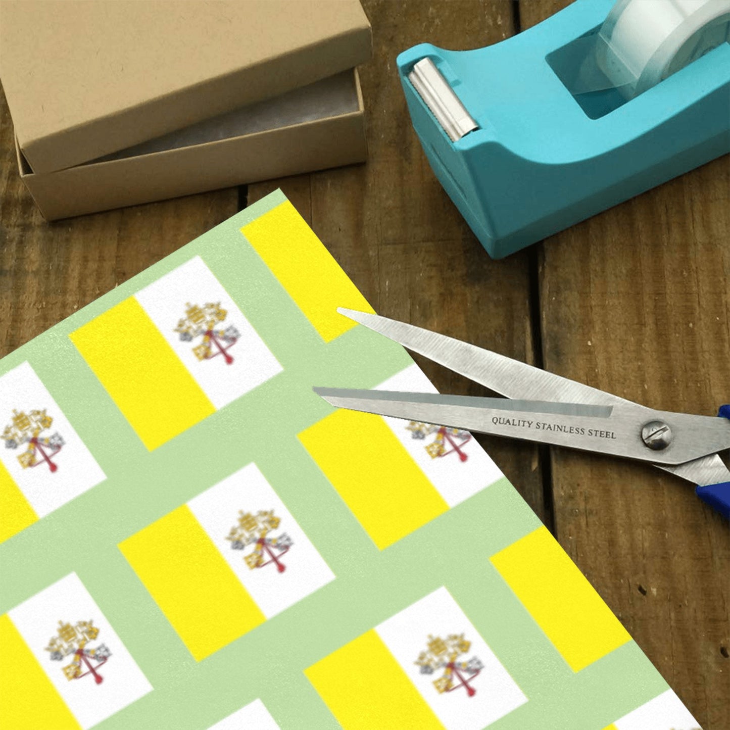 Vatican City Flag Inspired Custom Gift Wrapping Paper 58"x 22.5" (4 Rolls)