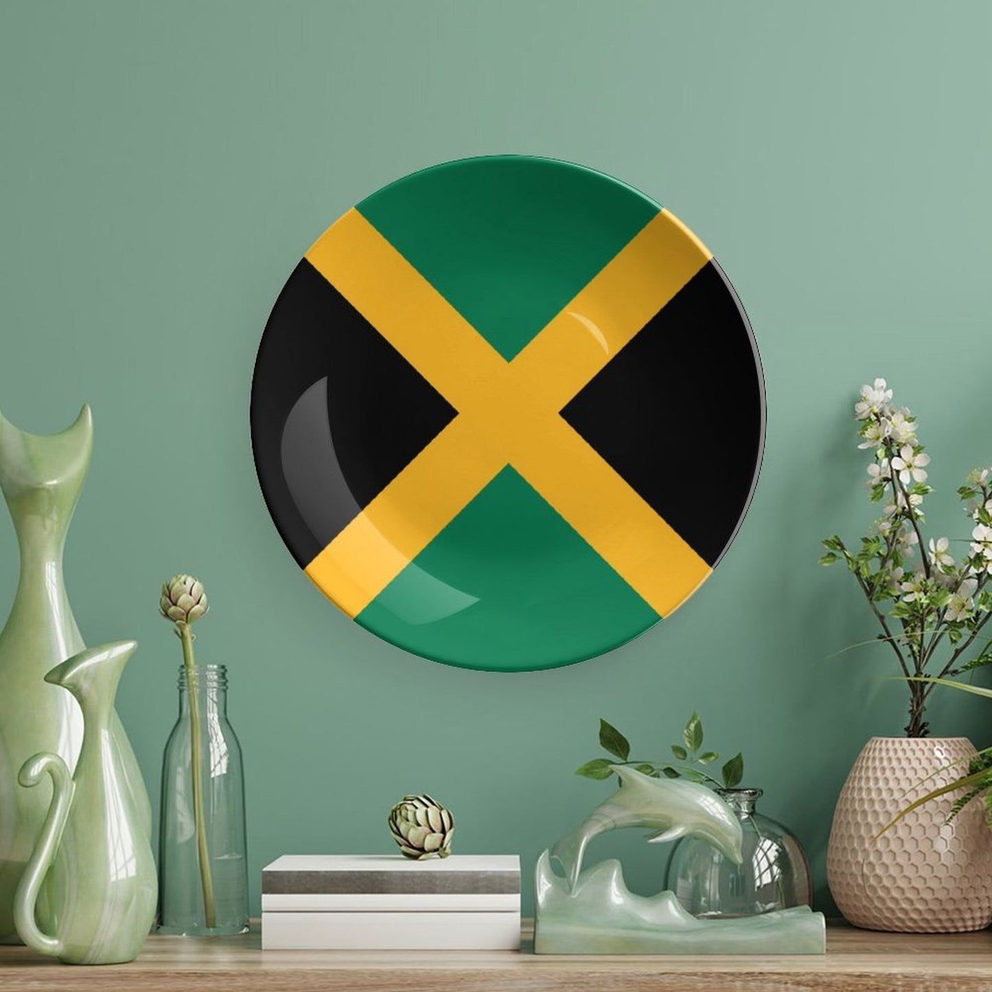 Jamaica Flag Inspired Bone China Decorative Plate
