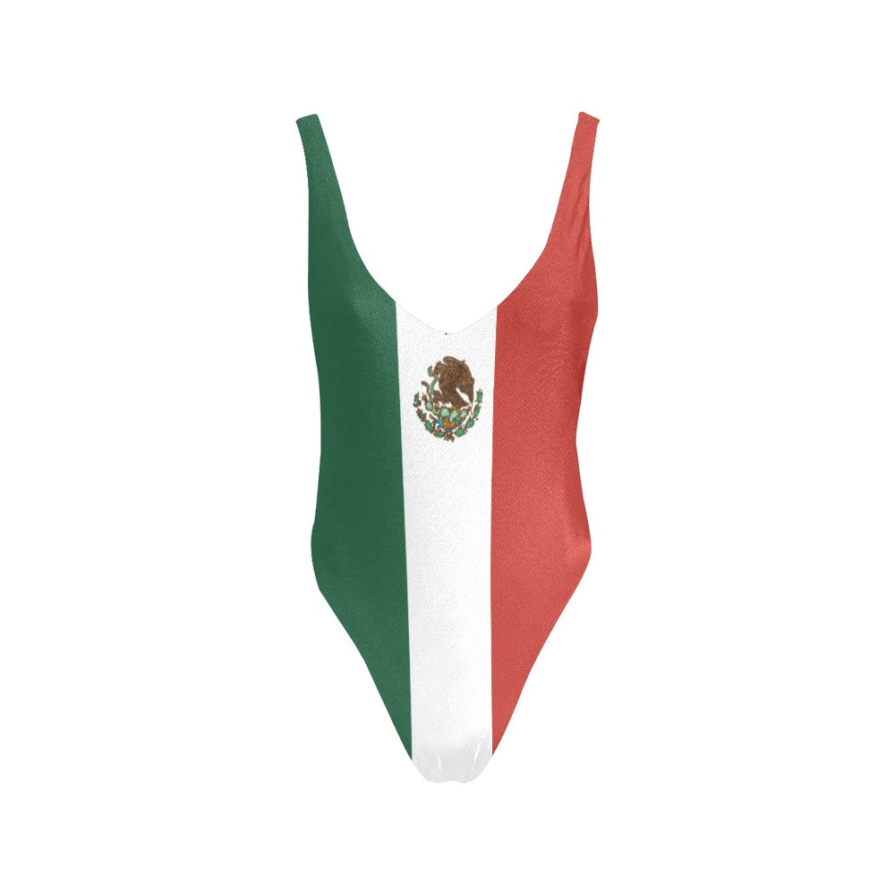 Mexico Flag Inspired Women’s Backless One-Piece Swimsuit