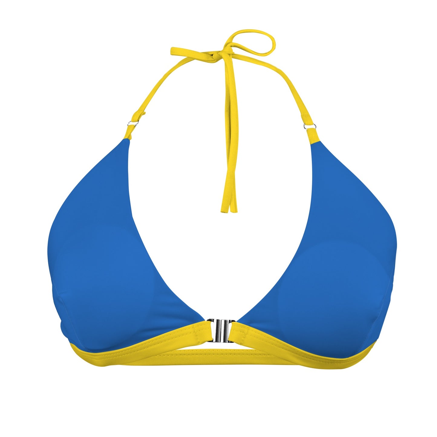 Ukraine Flag Inspired Front Buckle Triangle Bikini Top