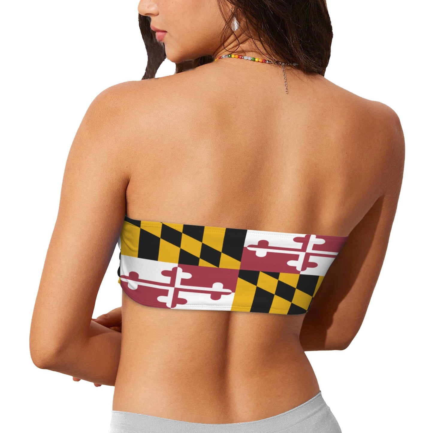 Maryland Flag Inspired Bandeau Tube Bikini Top