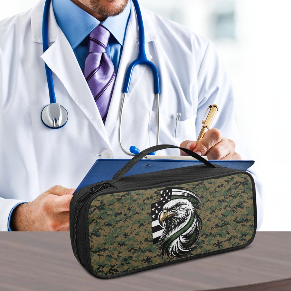 Thin Green Line Flag Inspired Eagle on Digital Camo Stethoscope Storage Bag