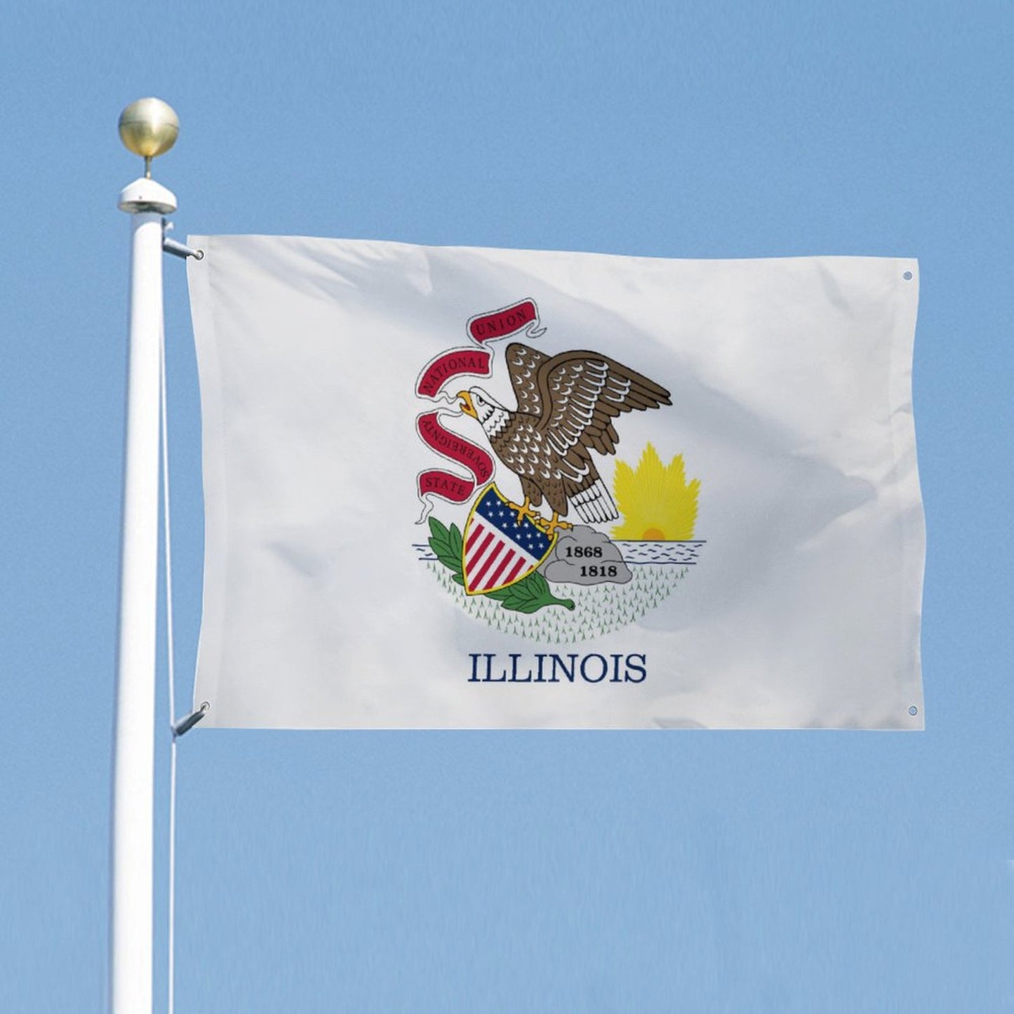 Illinois Flag Inspired Wall Mount Flag with Four Grommets (35x59 in)