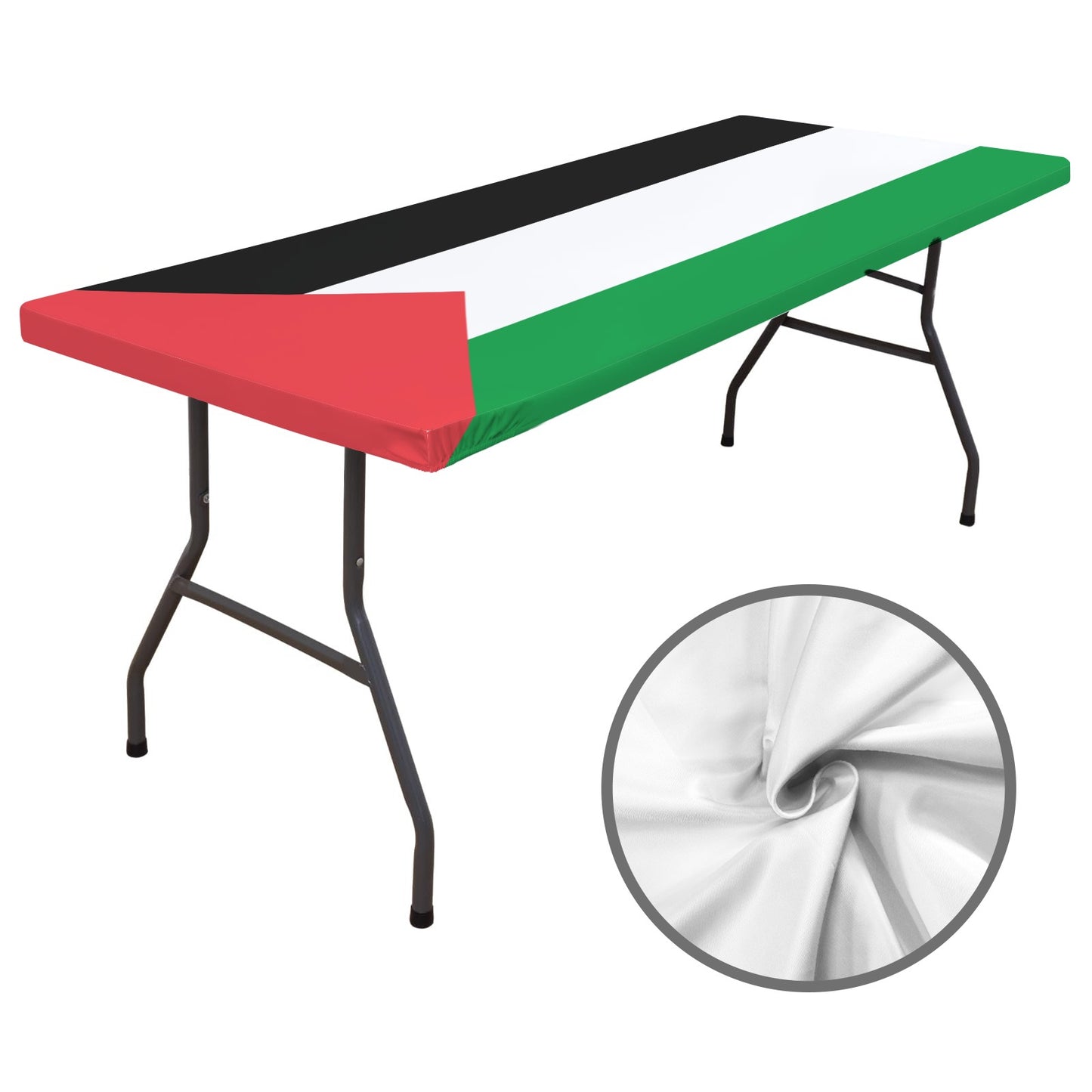 Palestine Flag Inspired Custom Elastic Fitted Tablecloth 72x30 inch (Made in the USA)