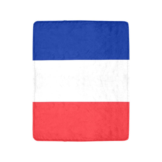 "Luv My Flag blanket with blue, white, red stripes."