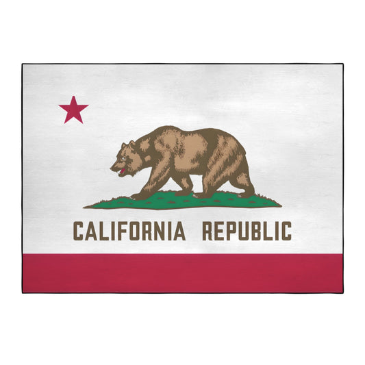California Flag Inspired 84x60 Inch Area Rug with Black Binding (Made in the USA)
