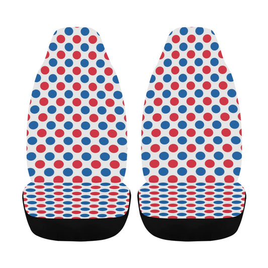 USA/American Flag Inspired Polka Dot Pattern Car Seat Cover Airbag Compatible(Set of 2)