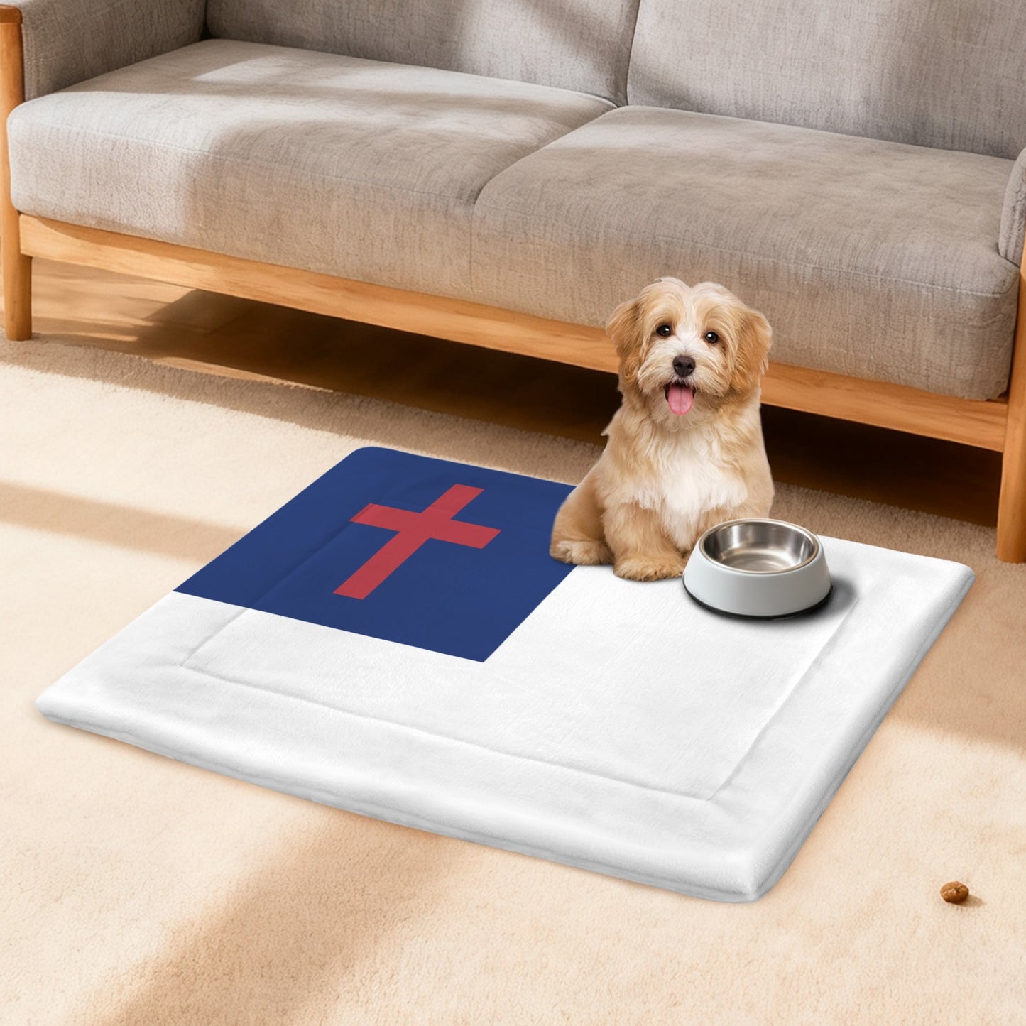 Christian Flag Inspired Pet Mat 25x18inch (Made in the USA)