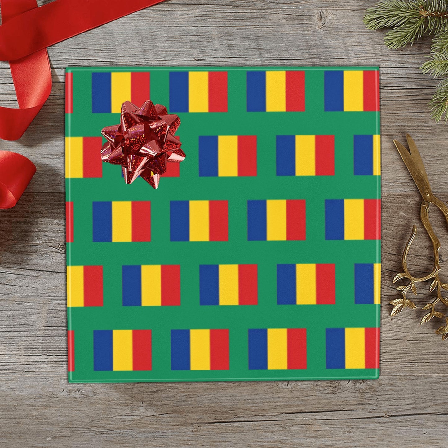 Romania Flag Inspired Custom Gift Wrapping Paper 58"x 22.5" (4 Rolls)
