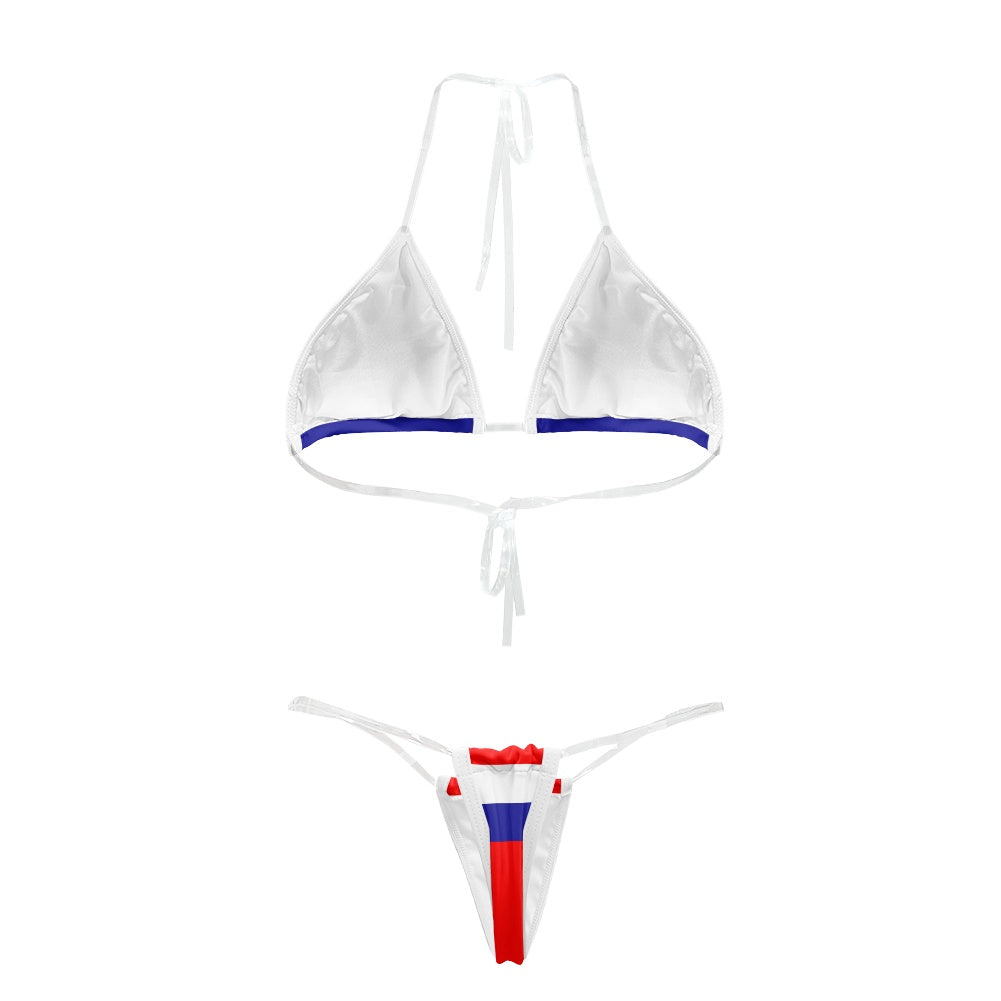 Croatia Flag Inspired Transparent String Bikini