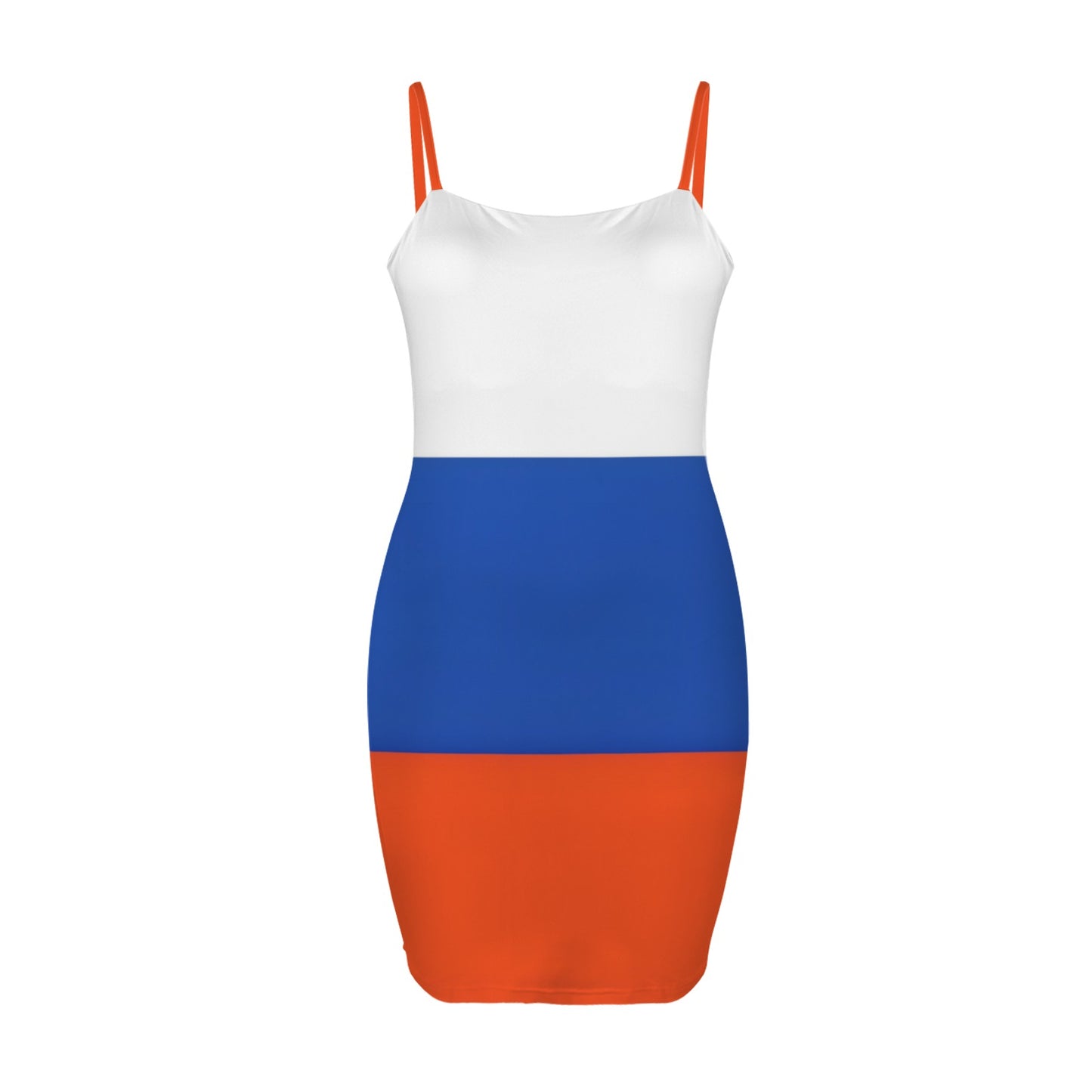 Russia Flag Inspired Backless Spaghetti Strap Bodycon Dress