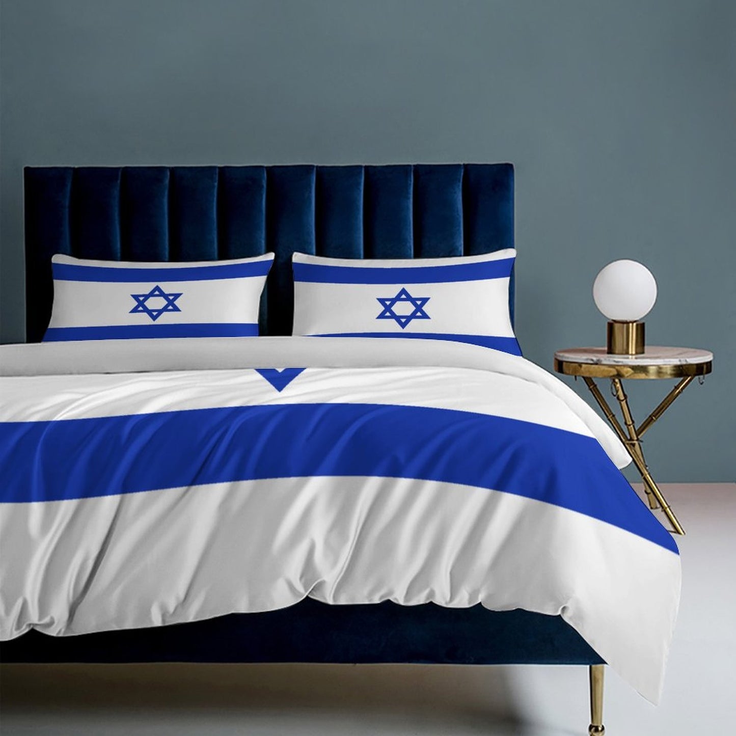 Israel Flag Inspired 3-Piece Bedding Set (1 Duvet Cover + 2 Pillow Shams) – 102"×90"