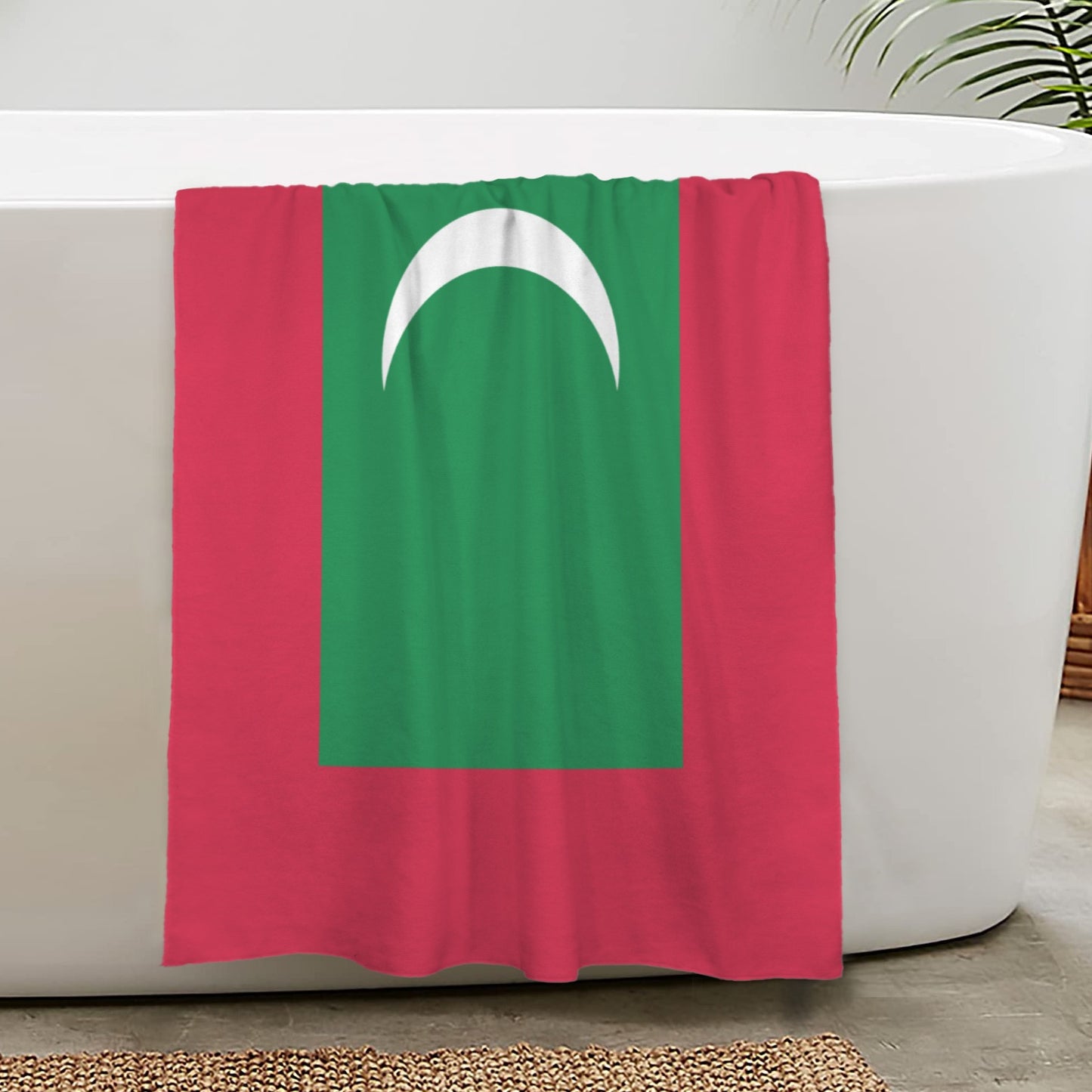 Maldives Flag Inspired Custom Bath Towel 29"x58"(Made in USA)