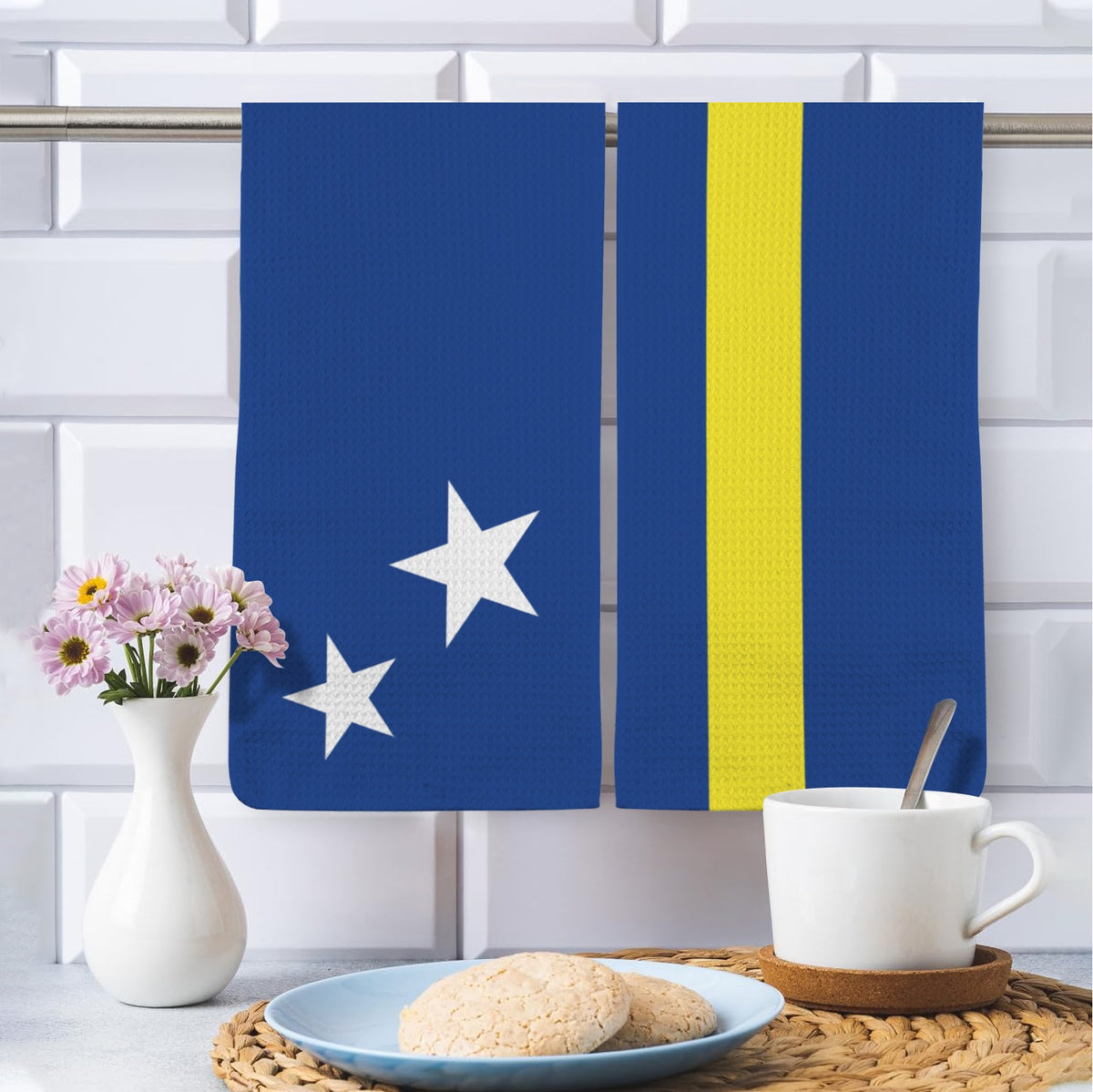 Curacao Flag Inspired Kitchen Towel 40X60cm (Pack of 2) | Printed In the USA