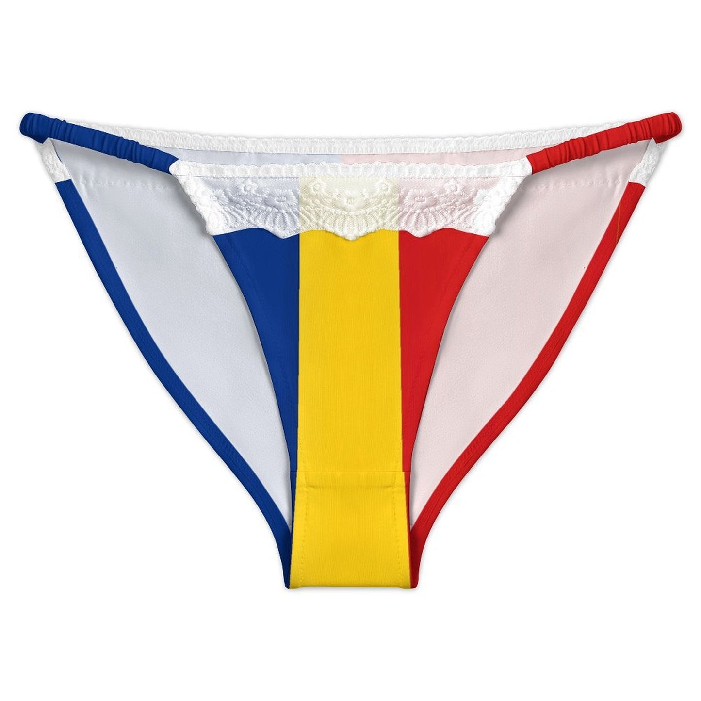 Romania Flag Design Lace Trim Underwear