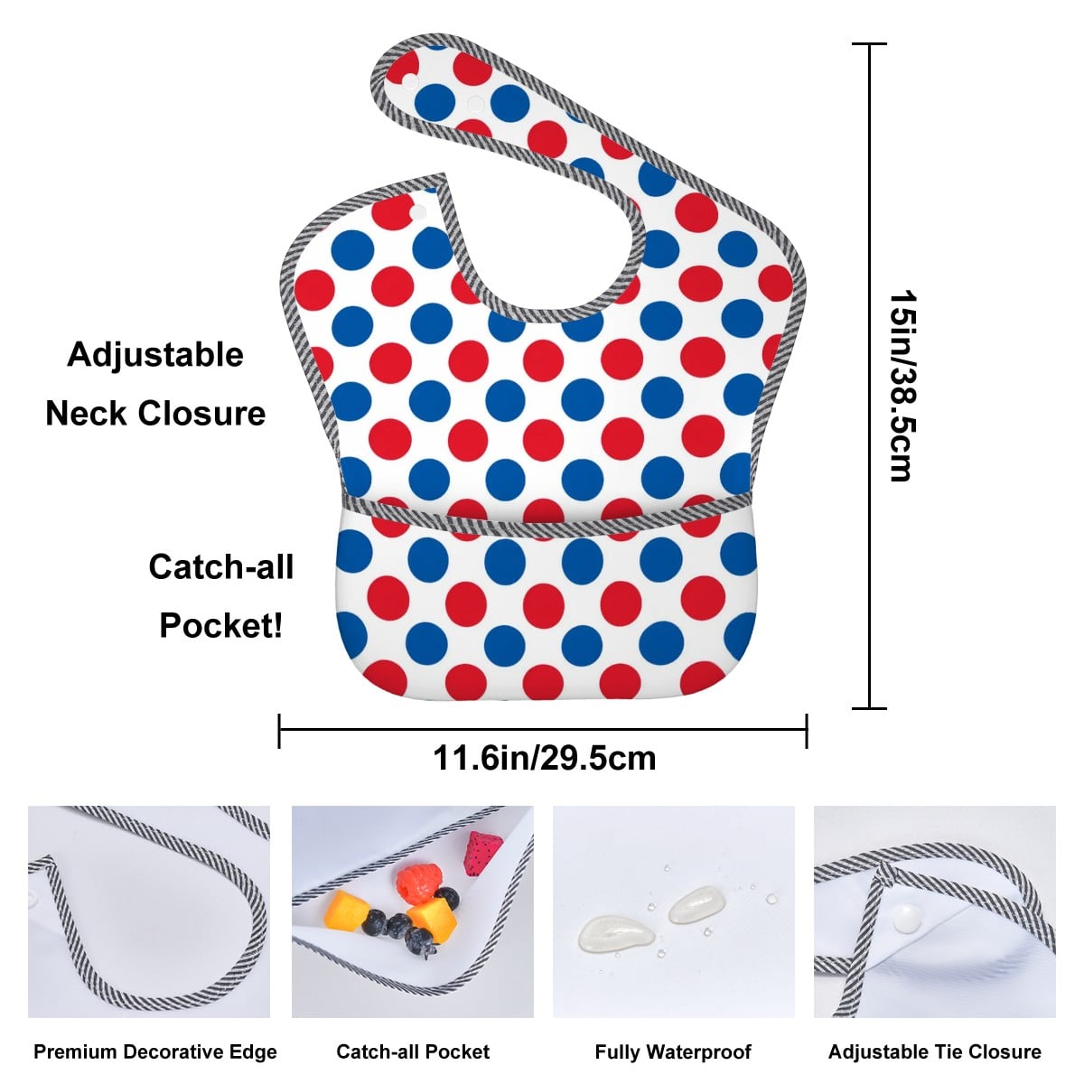 USA/American Flag Inspired Polka Dot Pattern Baby Bib