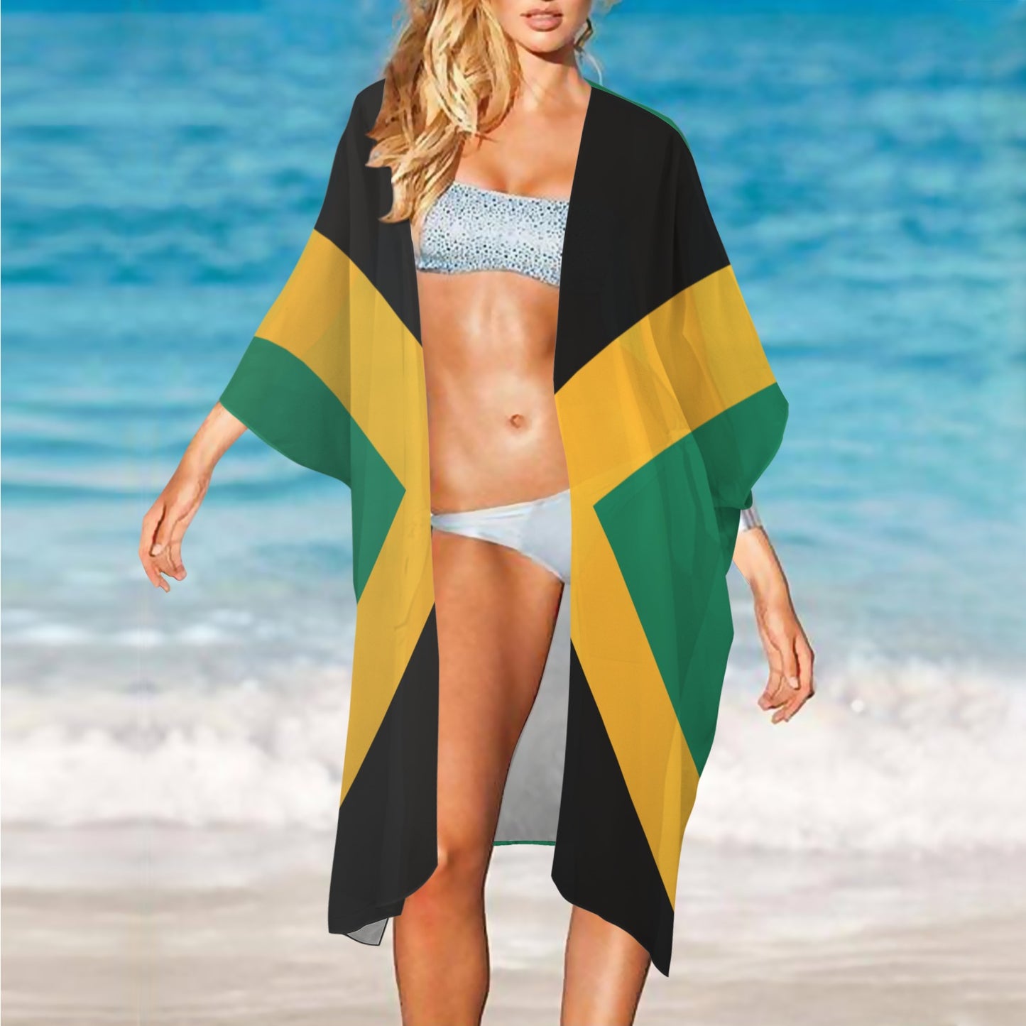 Jamaica Flag Inspired Women's Long Cover Up