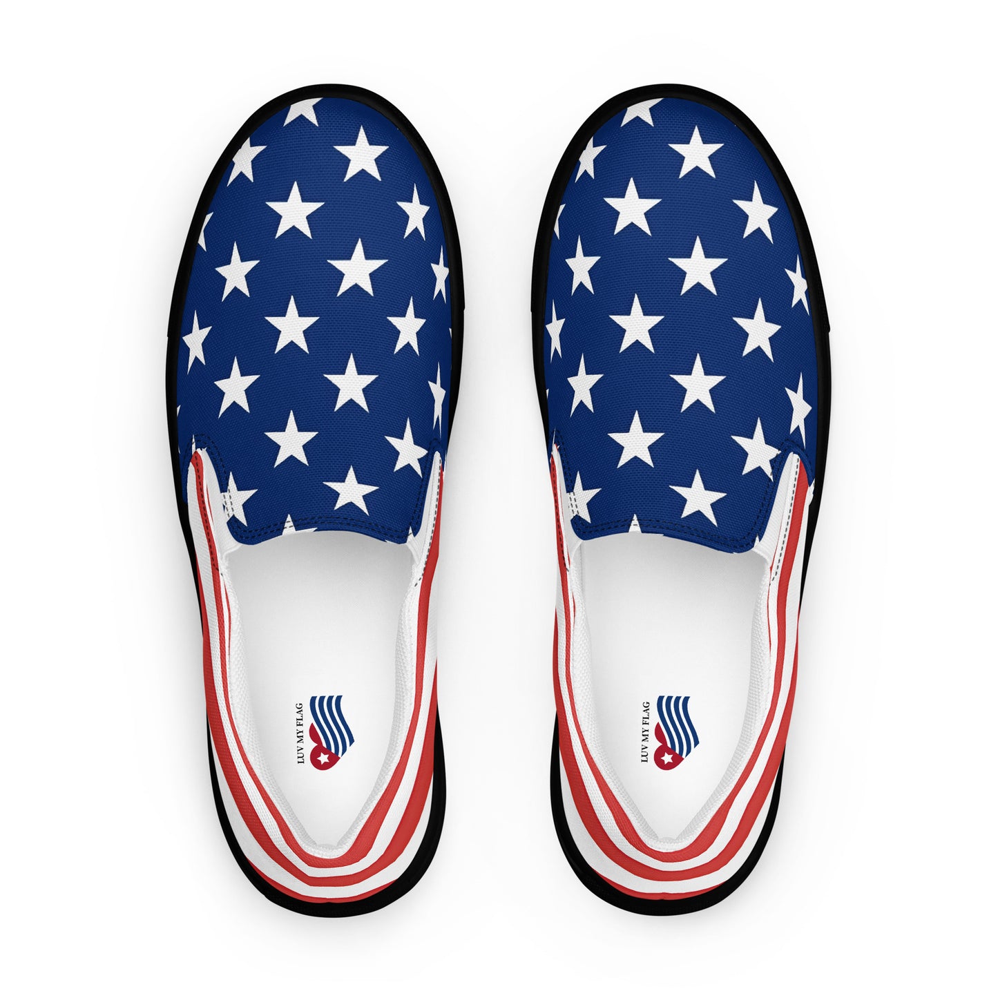 USA Flag Men’s Slip-On Canvas Shoes – Stars and Stripes Comfort with Style - Luv My Flag