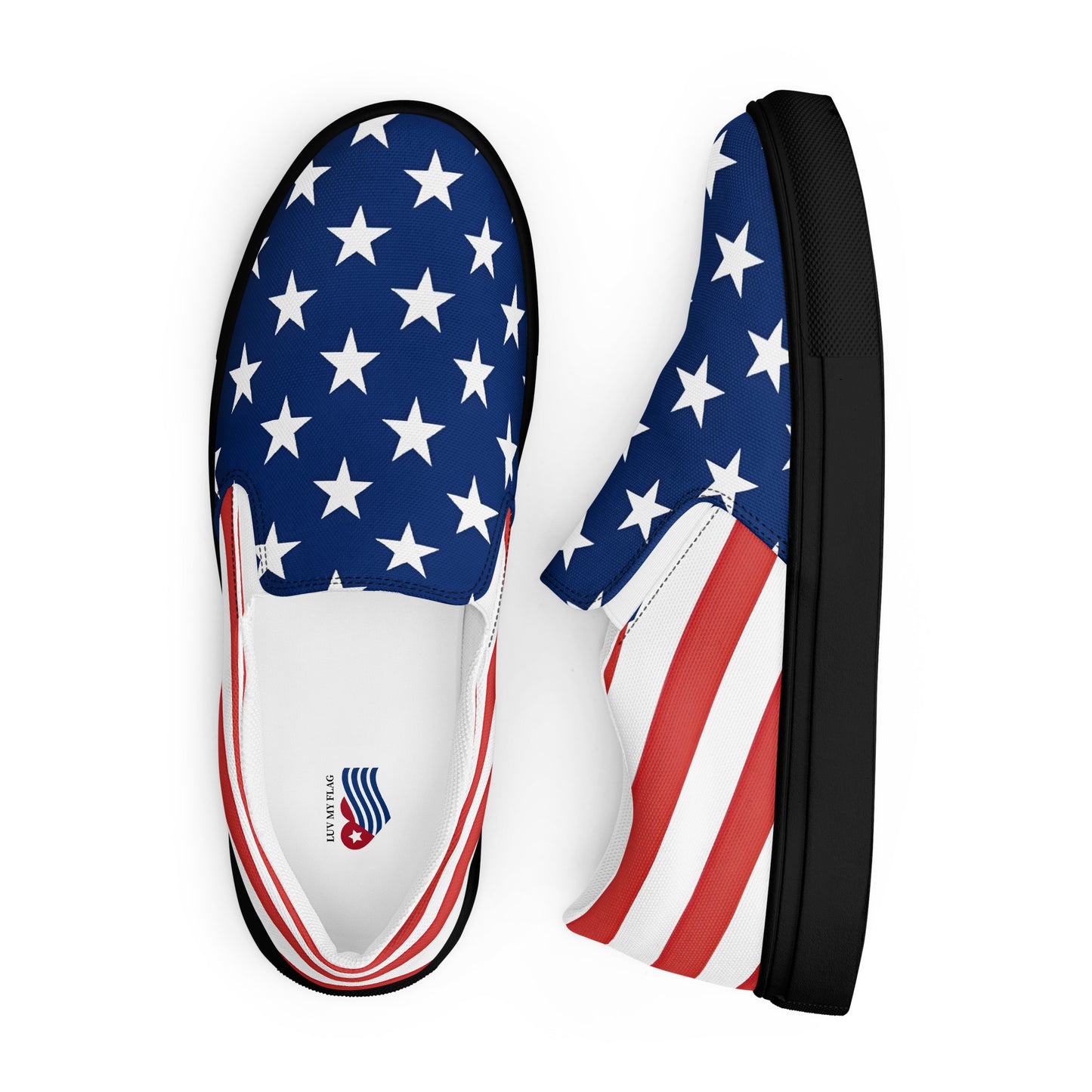 USA Flag Men’s Slip-On Canvas Shoes – Stars and Stripes Comfort with Style - Luv My Flag
