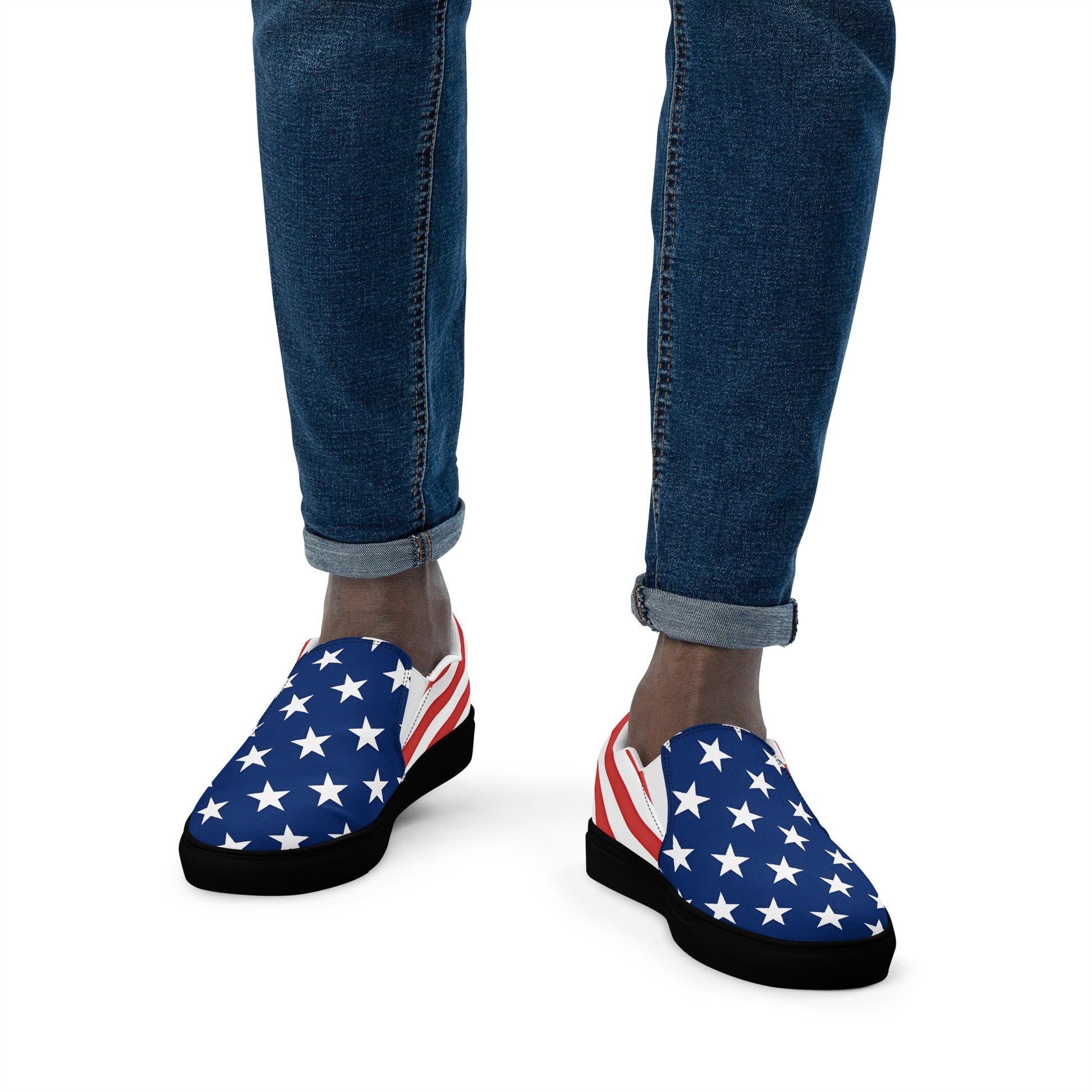 USA Flag Men’s Slip-On Canvas Shoes – Stars and Stripes Comfort with Style - Luv My Flag