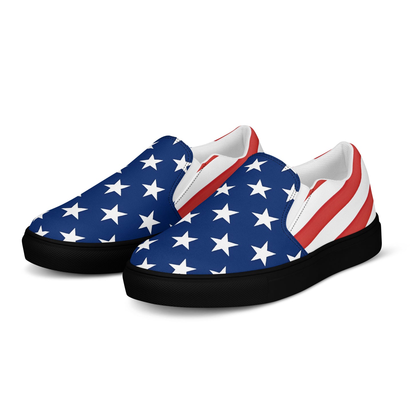 USA Flag Men’s Slip-On Canvas Shoes – Stars and Stripes Comfort with Style - Luv My Flag