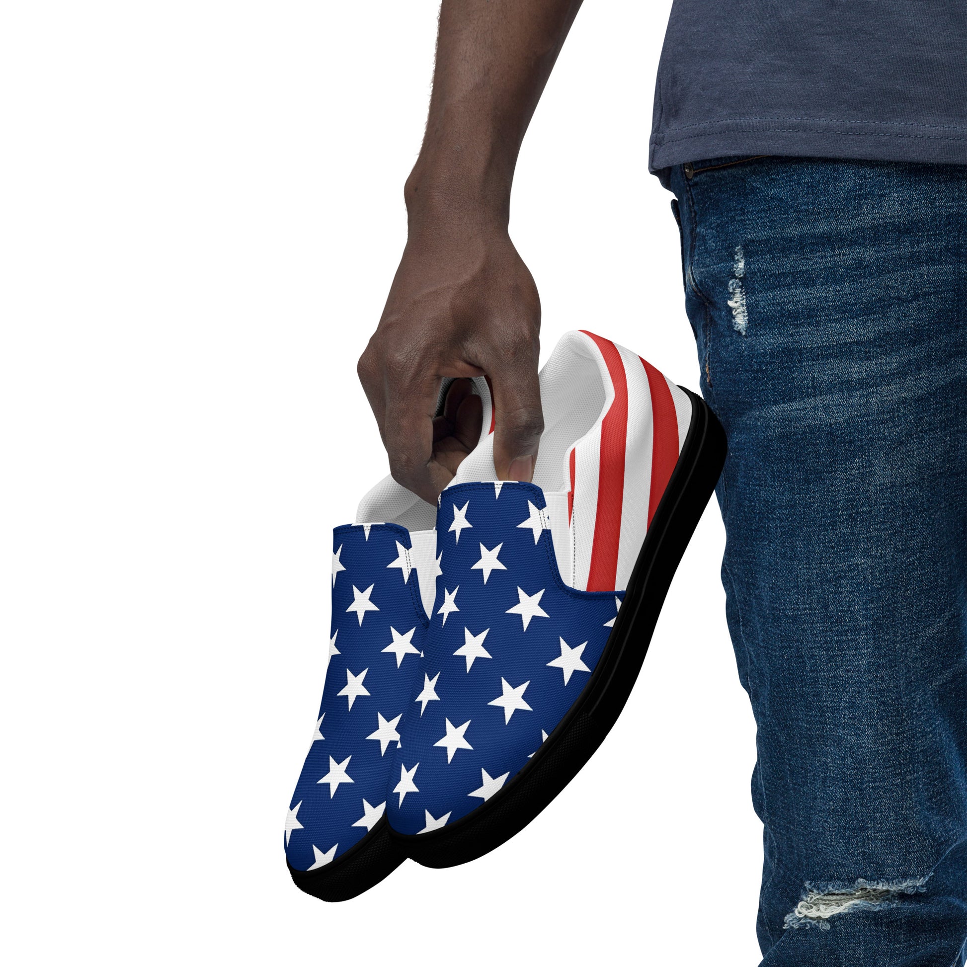 USA Flag Men’s Slip-On Canvas Shoes – Stars and Stripes Comfort with Style - Luv My Flag