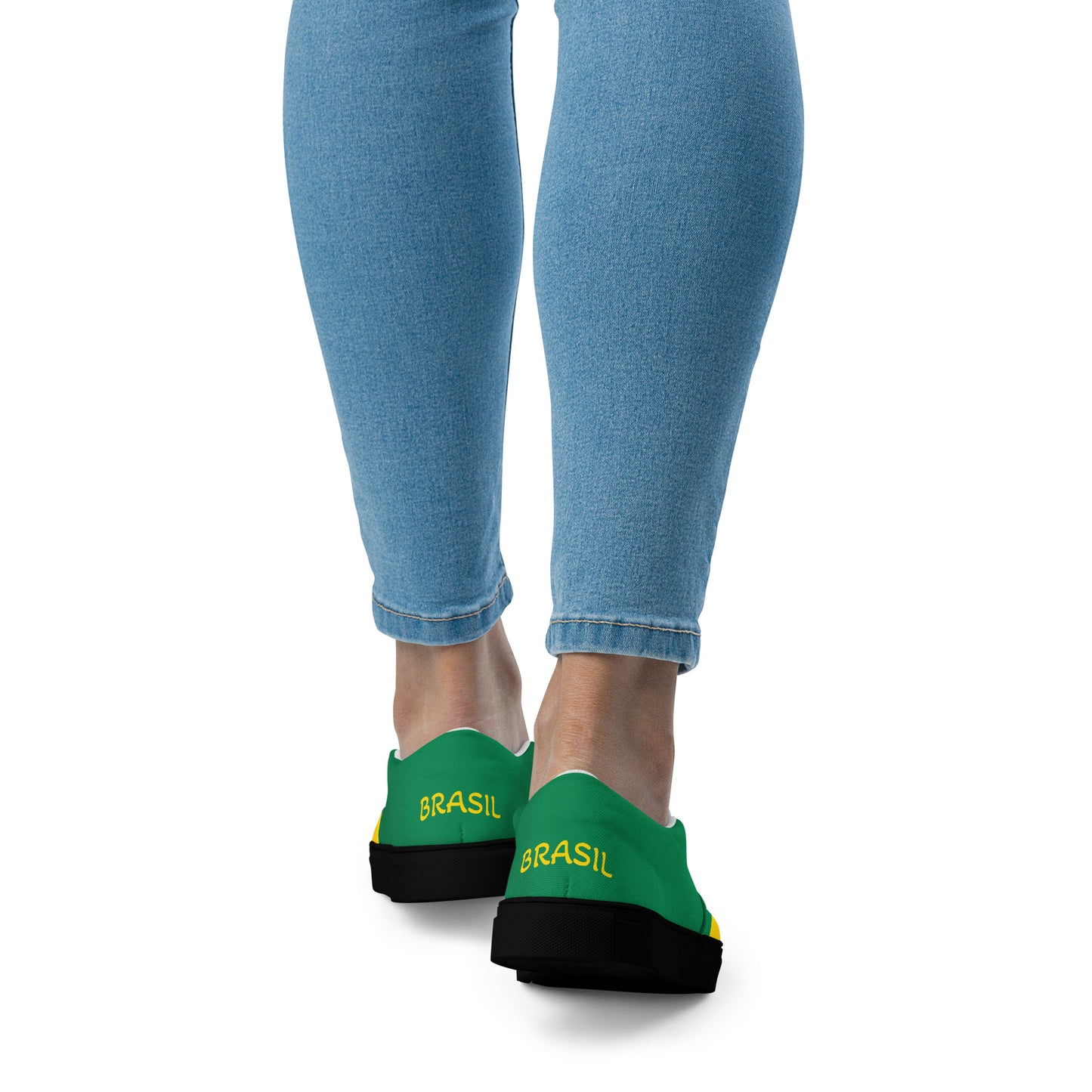 Bold Brazil Flag Inspired Womens Canvas Slip-On Shoes – Comfortable, Stylish Footwear for Patriotic Pride - Luv My Flag