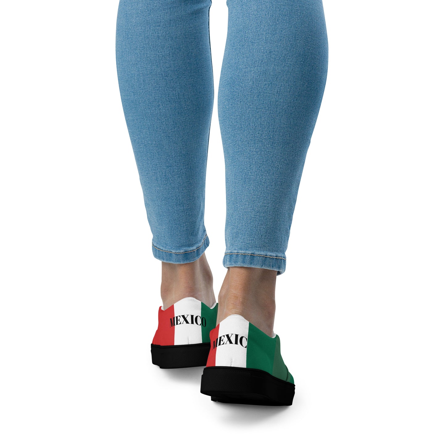 Mexico Flag Inspired Women’s Slip-On Canvas Shoes – Black or White Sole