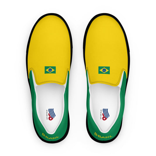 Bold Brazil Flag Inspired Womens Canvas Slip-On Shoes – Comfortable, Stylish Footwear for Patriotic Pride - Luv My Flag