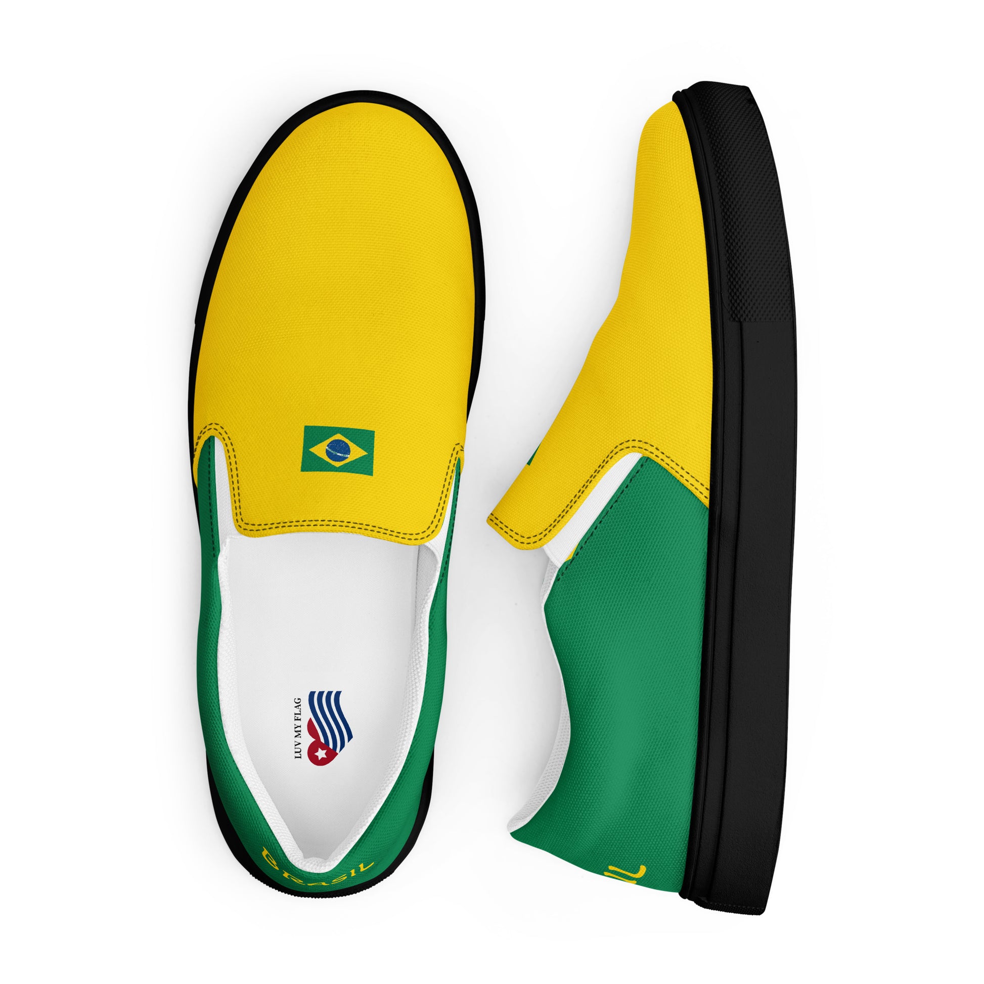 Bold Brazil Flag Inspired Womens Canvas Slip-On Shoes – Comfortable, Stylish Footwear for Patriotic Pride - Luv My Flag