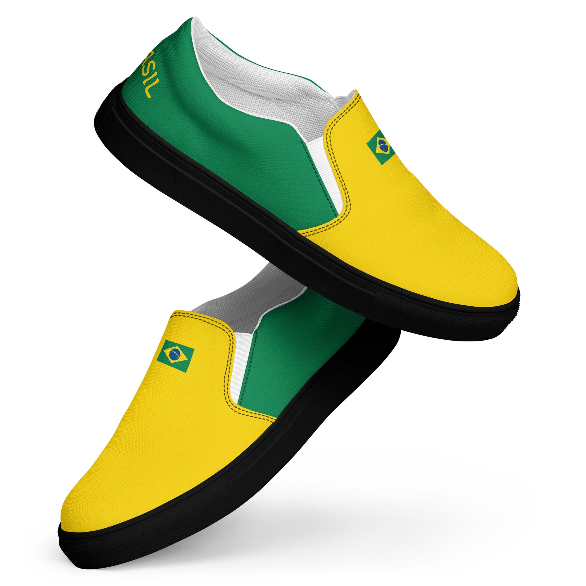 Bold Brazil Flag Inspired Womens Canvas Slip-On Shoes – Comfortable, Stylish Footwear for Patriotic Pride - Luv My Flag