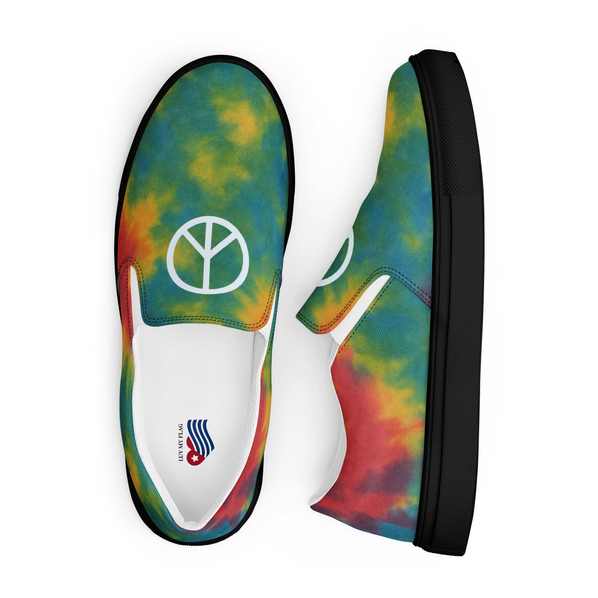 Peace Sign Tie-Dye Canvas Shoes for Women Who Walk with Soul - Luv My Flag