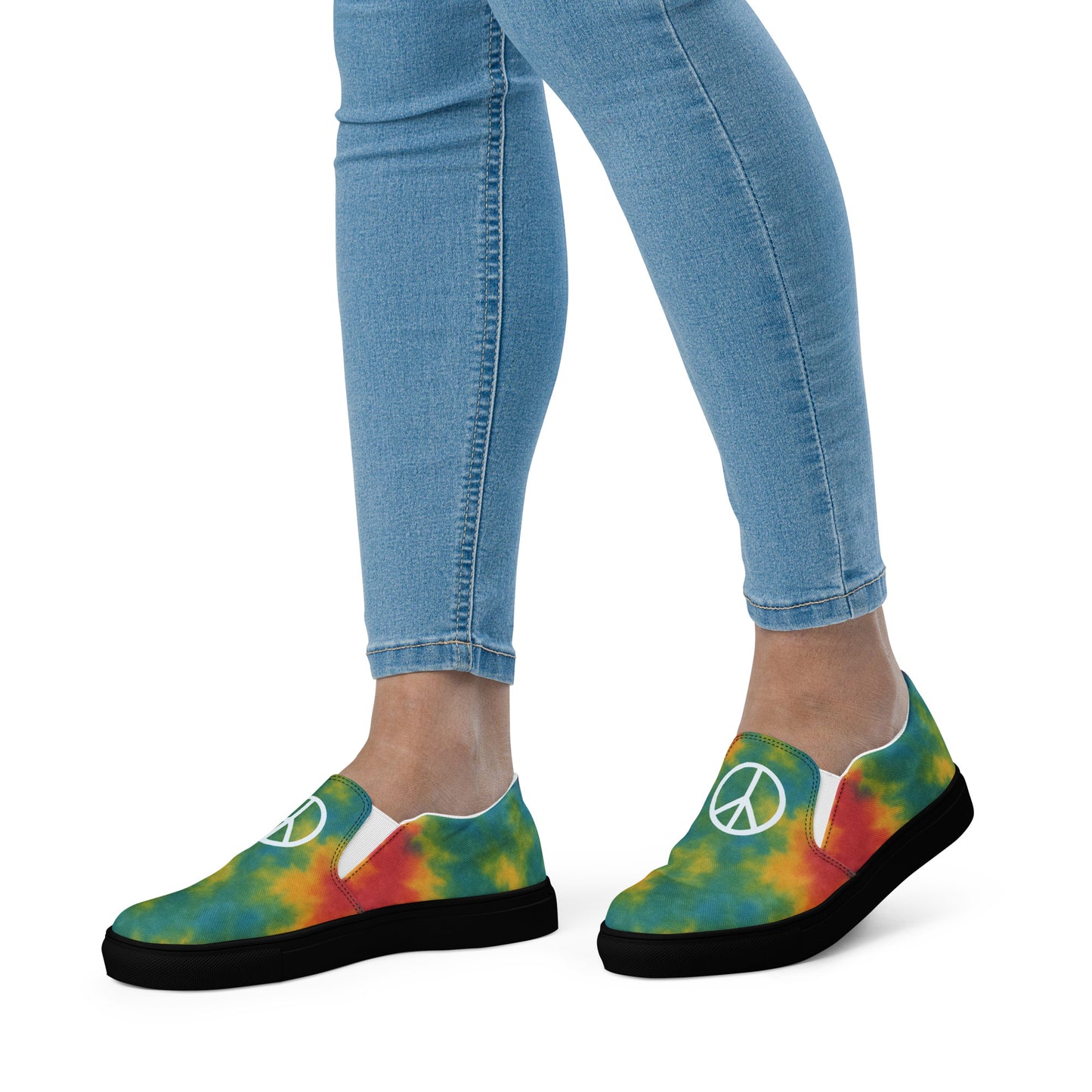 Peace Sign Tie-Dye Canvas Shoes for Women Who Walk with Soul - Luv My Flag