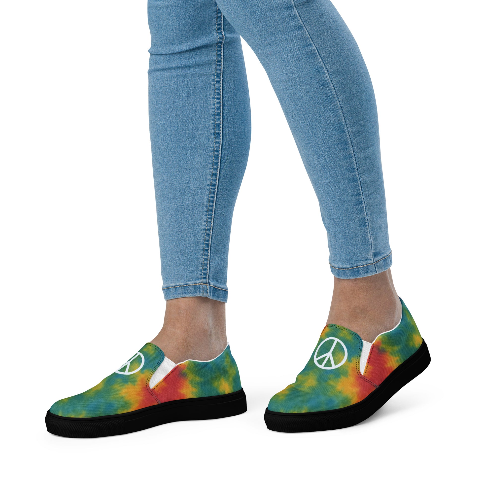 Peace Sign Tie-Dye Canvas Shoes for Women Who Walk with Soul - Luv My Flag