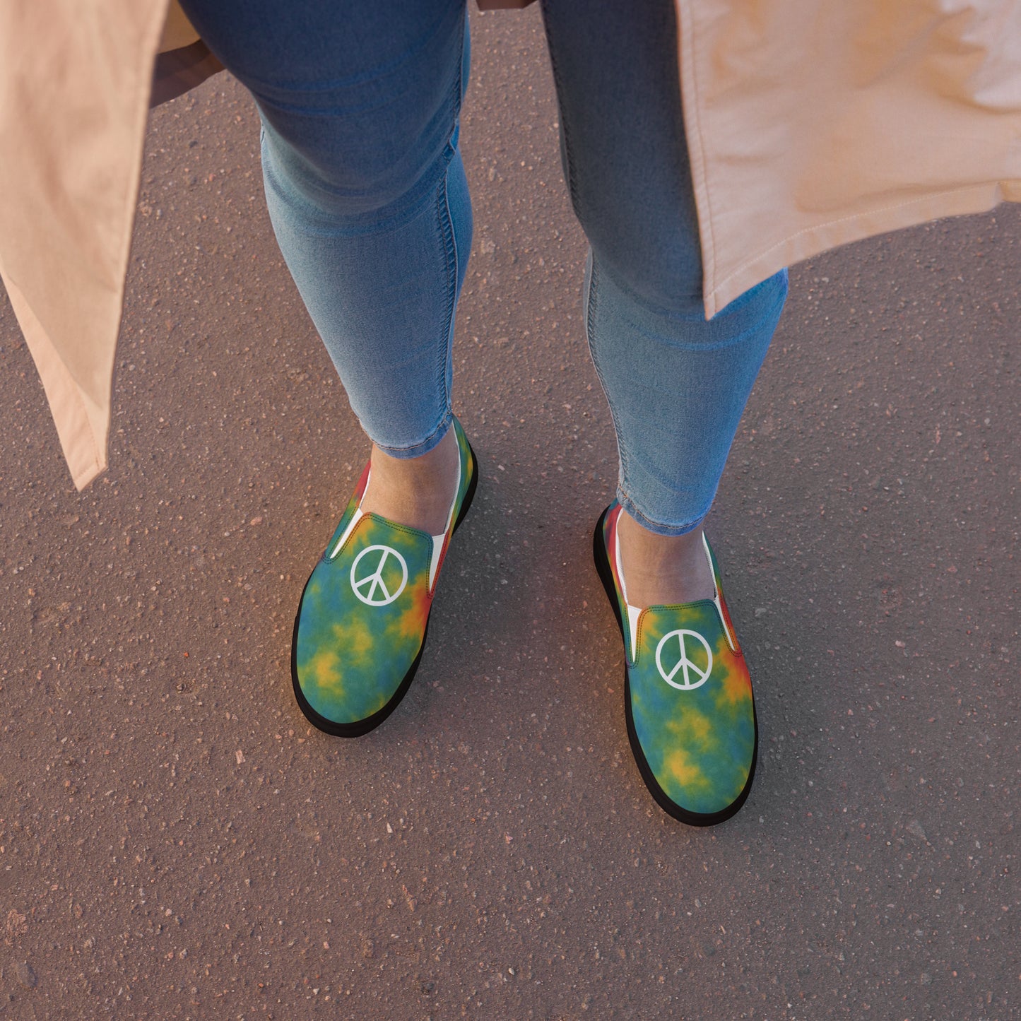Peace Sign Tie-Dye Canvas Shoes for Women Who Walk with Soul - Luv My Flag