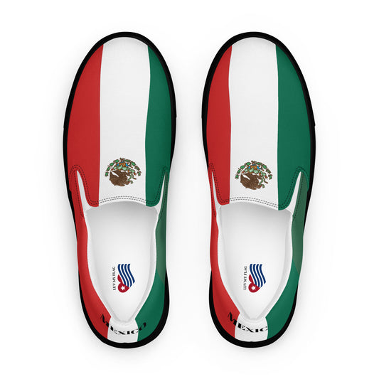 Mexico Flag Inspired Women’s Slip-On Canvas Shoes – Black or White Sole
