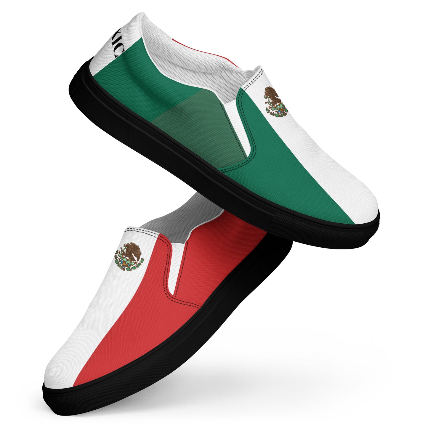 Mexico Flag Inspired Women’s Slip-On Canvas Shoes – Black or White Sole