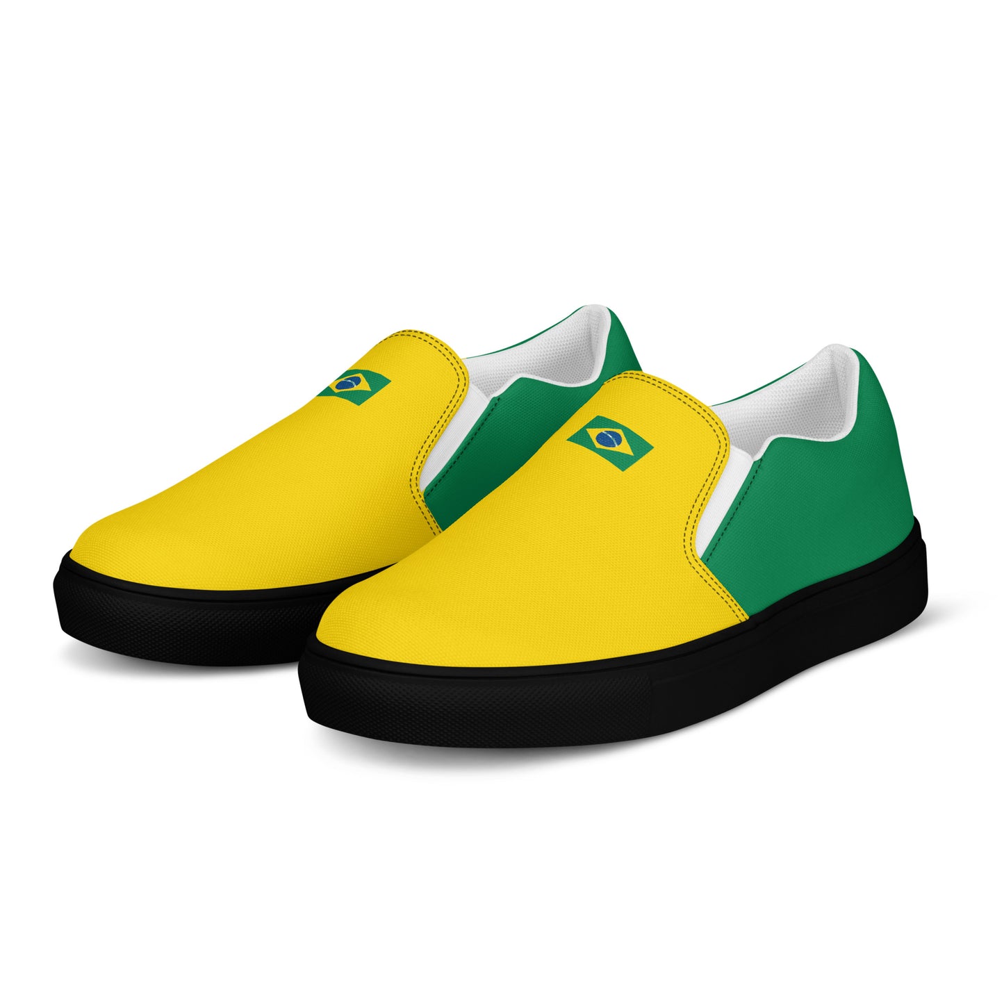 Bold Brazil Flag Inspired Womens Canvas Slip-On Shoes – Comfortable, Stylish Footwear for Patriotic Pride - Luv My Flag