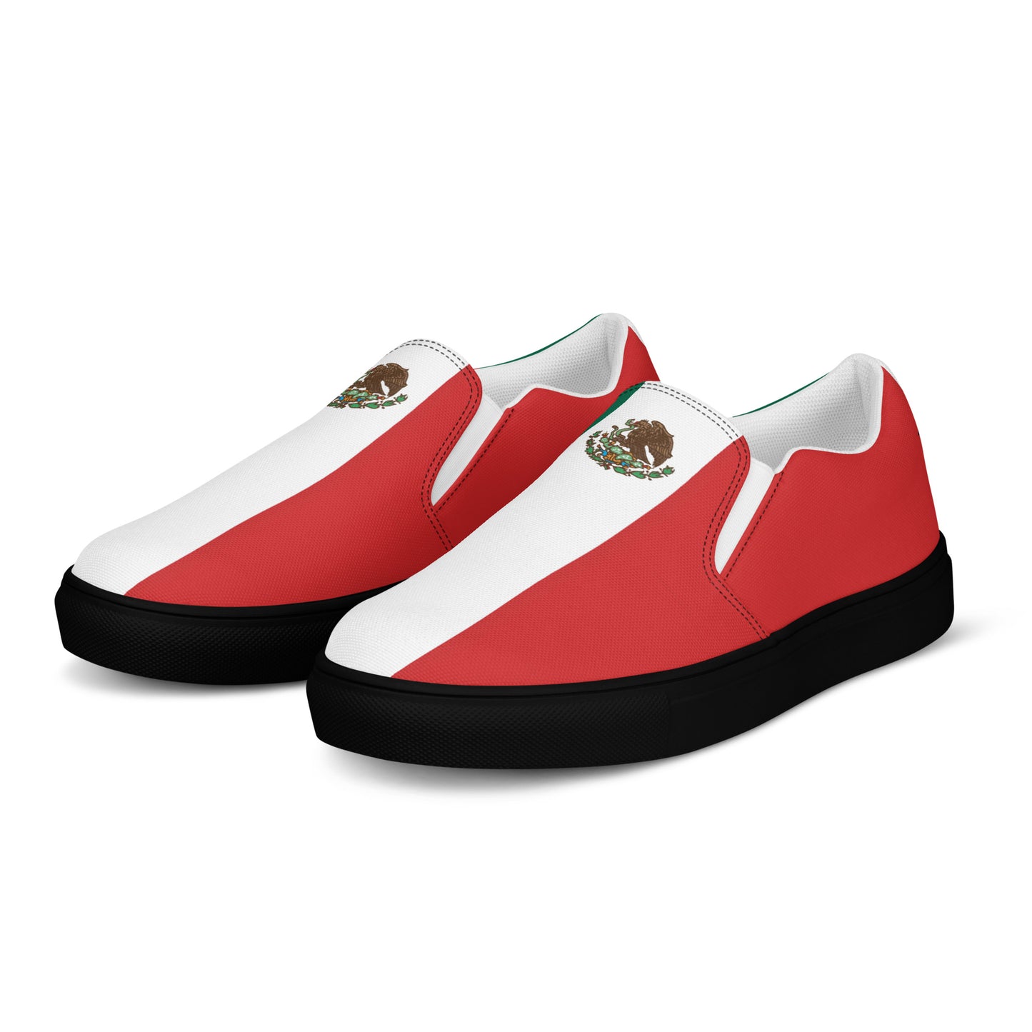 Mexico Flag Inspired Women’s Slip-On Canvas Shoes – Black or White Sole