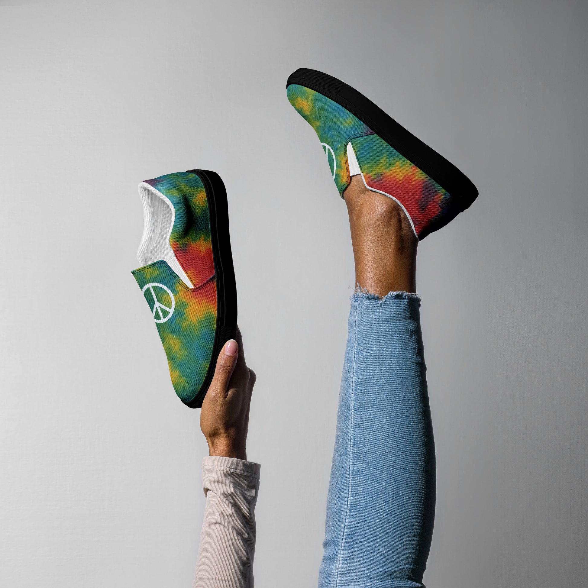 Peace Sign Tie-Dye Canvas Shoes for Women Who Walk with Soul - Luv My Flag