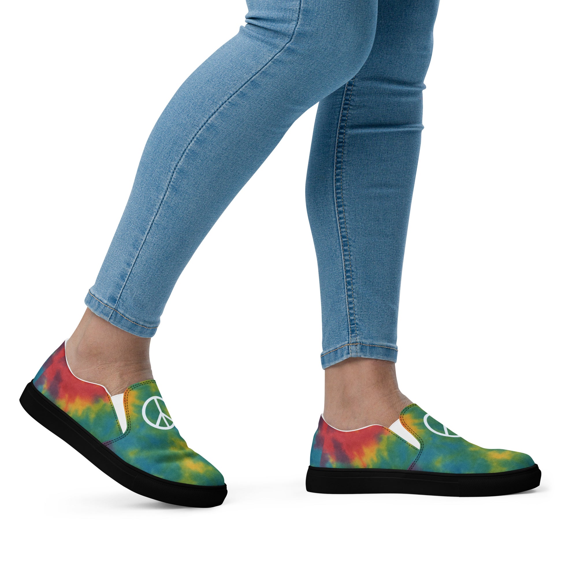 Peace Sign Tie-Dye Canvas Shoes for Women Who Walk with Soul - Luv My Flag