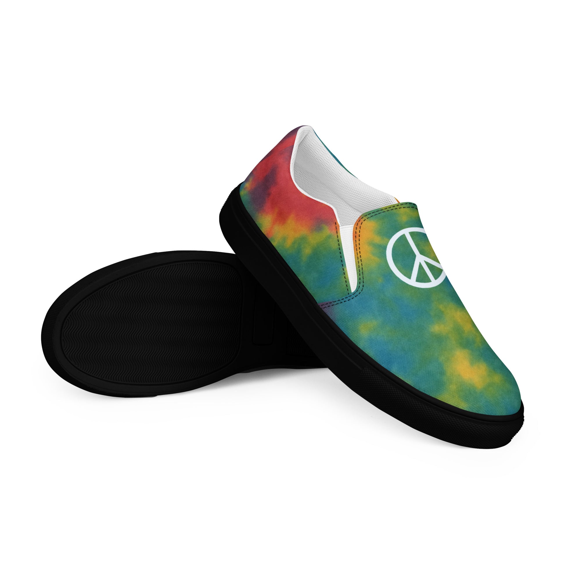 Peace Sign Tie-Dye Canvas Shoes for Women Who Walk with Soul - Luv My Flag