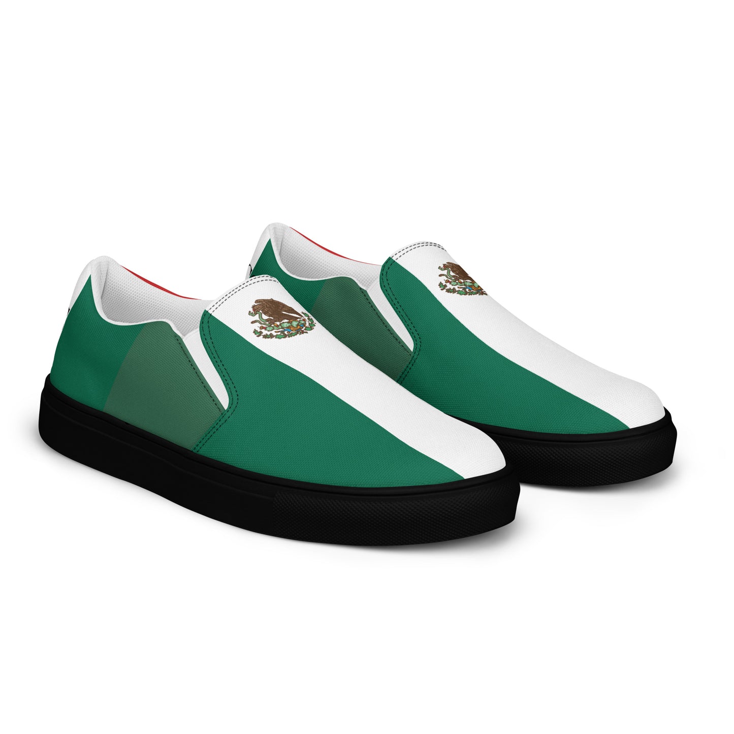 Mexico Flag Inspired Women’s Slip-On Canvas Shoes – Black or White Sole